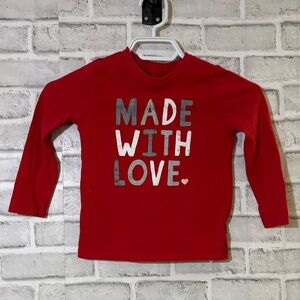 4/$20 Old Navy Red Long Sleeve Tee with Silver Lettering, valentines 4T
